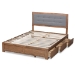 Baxton Studio Lene Modern and Contemporary Transitional Dark Grey Fabric Upholstered and Ash Walnut Brown Finished Wood Full Size 3-Drawer Platform Storage Bed - BSOLene-Dark Grey/Ash Walnut-Full