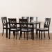 Baxton Studio Lucie Modern and Contemporary Grey Fabric Upholstered and Dark Brown Finished Wood 7-Piece Dining Set - BSORH333C-Grey/Dark Brown-7PC Dining Set