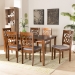 Baxton Studio Renaud Modern and Contemporary Grey Fabric Upholstered and Walnut Brown Finished Wood 7-Piece Dining Set - BSORH332C-Grey/Walnut-DC-7PC Dining Set