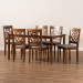 Baxton Studio Renaud Modern and Contemporary Grey Fabric Upholstered and Walnut Brown Finished Wood 7-Piece Dining Set - BSORH332C-Grey/Walnut-DC-7PC Dining Set