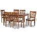 Baxton Studio Renaud Modern and Contemporary Grey Fabric Upholstered and Walnut Brown Finished Wood 7-Piece Dining Set - BSORH332C-Grey/Walnut-DC-7PC Dining Set