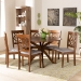 Baxton Studio Sadie Modern and Contemporary Grey Fabric Upholstered and Walnut Brown Finished Wood 7-Piece Dining Set - BSOSadie-Grey/Walnut-7PC Dining Set
