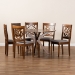 Baxton Studio Sadie Modern and Contemporary Grey Fabric Upholstered and Walnut Brown Finished Wood 7-Piece Dining Set - BSOSadie-Grey/Walnut-7PC Dining Set