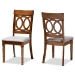 Baxton Studio Lucie Modern and Contemporary Grey Fabric Upholstered and Walnut Brown Finished Wood 2-Piece Dining Chair Set