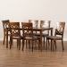 Baxton Studio Lucie Modern and Contemporary Grey Fabric Upholstered and Walnut Brown Finished Wood 7-Piece Dining Set - BSORH333C-Grey/Walnut-DC-7PC Dining Set