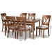 Baxton Studio Lucie Modern and Contemporary Grey Fabric Upholstered and Walnut Brown Finished Wood 7-Piece Dining Set - BSORH333C-Grey/Walnut-DC-7PC Dining Set