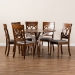 Baxton Studio Jessie Modern and Contemporary Grey Fabric Upholstered and Walnut Brown Finished Wood 7-Piece Dining Set - BSOJessie-Grey/Walnut-7PC Dining Set