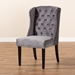 Baxton Studio Lamont Modern Contemporary Transitional Grey Velvet Fabric Upholstered and Dark Brown Finished Wood Wingback Dining Chair - BSOWS-W158-Grey Velvet/Espresso-DC
