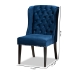 Baxton Studio Lamont Modern Contemporary Transitional Navy Blue Velvet Fabric Upholstered and Dark Brown Finished Wood Wingback Dining Chair - BSOWS-W158-Navy Blue Velvet/Espresso-DC
