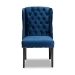 Baxton Studio Lamont Modern Contemporary Transitional Navy Blue Velvet Fabric Upholstered and Dark Brown Finished Wood Wingback Dining Chair - BSOWS-W158-Navy Blue Velvet/Espresso-DC