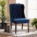 Baxton Studio Lamont Modern Contemporary Transitional Navy Blue Velvet Fabric Upholstered and Dark Brown Finished Wood Wingback Dining Chair - BSOWS-W158-Navy Blue Velvet/Espresso-DC