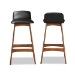 Baxton Studio Darrin Mid-Century Modern Black Faux Leather Upholstered and Walnut Brown Finished Wood 2-Piece Bar Stool Set - BSOHua-Black/Walnut-BS