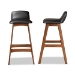 Baxton Studio Darrin Mid-Century Modern Black Faux Leather Upholstered and Walnut Brown Finished Wood 2-Piece Bar Stool Set - BSOHua-Black/Walnut-BS