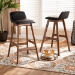 Baxton Studio Darrin Mid-Century Modern Black Faux Leather Upholstered and Walnut Brown Finished Wood 2-Piece Bar Stool Set - BSOHua-Black/Walnut-BS