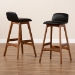 Baxton Studio Darrin Mid-Century Modern Black Faux Leather Upholstered and Walnut Brown Finished Wood 2-Piece Bar Stool Set - BSOHua-Black/Walnut-BS