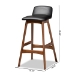 Baxton Studio Darrin Mid-Century Modern Black Faux Leather Upholstered and Walnut Brown Finished Wood 2-Piece Bar Stool Set - BSOHua-Black/Walnut-BS