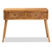 Baxton Studio Mae Mid-Century Modern Natural Brown Finished Wood 2-Drawer Console Table - BSOJY20A151-Console
