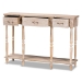 Baxton Studio Hallan Classic and Traditional French Provincial Rustic Whitewashed Oak Brown Finished Wood 3-Drawer Console Table - BSOJY20A075-Natural-Console