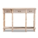 Baxton Studio Hallan Classic and Traditional French Provincial Rustic Whitewashed Oak Brown Finished Wood 3-Drawer Console Table - BSOJY20A075-Natural-Console