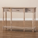 Baxton Studio Hallan Classic and Traditional French Provincial Rustic Whitewashed Oak Brown Finished Wood 3-Drawer Console Table - BSOJY20A075-Natural-Console