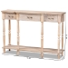 Baxton Studio Hallan Classic and Traditional French Provincial Rustic Whitewashed Oak Brown Finished Wood 3-Drawer Console Table - BSOJY20A075-Natural-Console