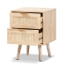 Baxton Studio Baird Mid-Century Modern Light Oak Brown Finished Wood and Rattan 2-Drawer End Table - BSOSR196128-Rattan-ET