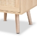 Baxton Studio Baird Mid-Century Modern Light Oak Brown Finished Wood and Rattan 2-Drawer End Table - BSOSR196128-Rattan-ET
