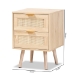 Baxton Studio Baird Mid-Century Modern Light Oak Brown Finished Wood and Rattan 2-Drawer End Table - BSOSR196128-Rattan-ET