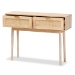 Baxton Studio Baird Mid-Century Modern Light Oak Brown Finished Wood and Rattan 2-Drawer Console Table - BSOSR191632-Rattan-Console