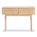 Baxton Studio Baird Mid-Century Modern Light Oak Brown Finished Wood and Rattan 2-Drawer Console Table - BSOSR191632-Rattan-Console