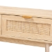 Baxton Studio Baird Mid-Century Modern Light Oak Brown Finished Wood and Rattan 2-Drawer Console Table - BSOSR191632-Rattan-Console