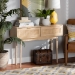Baxton Studio Baird Mid-Century Modern Light Oak Brown Finished Wood and Rattan 2-Drawer Console Table - BSOSR191632-Rattan-Console