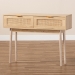 Baxton Studio Baird Mid-Century Modern Light Oak Brown Finished Wood and Rattan 2-Drawer Console Table - BSOSR191632-Rattan-Console