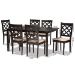 Baxton Studio Ramiro Modern and Contemporary Sand Fabric Upholstered and Dark Brown Finished Wood 7-Piece Dining Set - BSORH336C-Sand/Dark Brown-7PC Dining Set