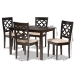 Baxton Studio Ramiro Modern and Contemporary Sand Fabric Upholstered and Dark Brown Finished Wood 5-Piece Dining Set - BSORH336C-Sand/Dark Brown-5PC Dining Set