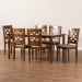 Baxton Studio Ramiro Modern and Contemporary Grey Fabric Upholstered and Walnut Brown Finished Wood 7-Piece Dining Set - BSORH336C-Grey/Walnut-7PC Dining Set