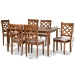 Baxton Studio Ramiro Modern and Contemporary Grey Fabric Upholstered and Walnut Brown Finished Wood 7-Piece Dining Set - BSORH336C-Grey/Walnut-7PC Dining Set