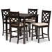 Baxton Studio Ramiro Modern and Contemporary Transitional Sand Fabric Upholstered and Dark Brown Finished Wood 5-Piece Pub Set