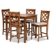 Baxton Studio Ramiro Modern and Contemporary Transitional Grey Fabric Upholstered and Walnut Brown Finished Wood 5-Piece Pub Set