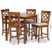Baxton Studio Ramiro Modern and Contemporary Transitional Grey Fabric Upholstered and Walnut Brown Finished Wood 5-Piece Pub Set - BSORH336P-Grey/Walnut-5PC Pub Set