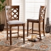 Baxton Studio Ramiro Modern and Contemporary Transitional Grey Fabric Upholstered and Walnut Brown Finished Wood 2-Piece Counter Stool Set - BSORH336P-Grey/Walnut-PC
