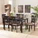 Baxton Studio Fenton Modern and Contemporary Sand Fabric Upholstered and Dark Brown Finished Wood 7-Piece Dining Set - BSORH338C-Sand/Dark Brown-7PC Dining Set