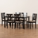 Baxton Studio Fenton Modern and Contemporary Sand Fabric Upholstered and Dark Brown Finished Wood 7-Piece Dining Set - BSORH338C-Sand/Dark Brown-7PC Dining Set
