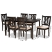 Baxton Studio Fenton Modern and Contemporary Sand Fabric Upholstered and Dark Brown Finished Wood 7-Piece Dining Set - BSORH338C-Sand/Dark Brown-7PC Dining Set