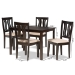 Baxton Studio Fenton Modern and Contemporary Sand Fabric Upholstered and Dark Brown Finished Wood 5-Piece Dining Set - BSORH338C-Sand/Dark Brown-5PC Dining Set