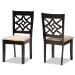 Baxton Studio Nicolette Modern and Contemporary Sand Fabric Upholstered and Dark Brown Finished Wood 2-Piece Dining Chair Set