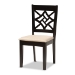 Baxton Studio Nicolette Modern and Contemporary Sand Fabric Upholstered and Dark Brown Finished Wood 7-Piece Dining Set - BSORH340C-Sand/Dark Brown-7PC Dining Set