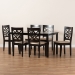 Baxton Studio Nicolette Modern and Contemporary Sand Fabric Upholstered and Dark Brown Finished Wood 7-Piece Dining Set - BSORH340C-Sand/Dark Brown-7PC Dining Set