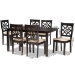 Baxton Studio Nicolette Modern and Contemporary Sand Fabric Upholstered and Dark Brown Finished Wood 7-Piece Dining Set - BSORH340C-Sand/Dark Brown-7PC Dining Set