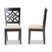 Baxton Studio Nicolette Modern and Contemporary Sand Fabric Upholstered and Dark Brown Finished Wood 2-Piece Dining Chair Set - BSORH340C-Sand/Dark Brown-DC-2PK